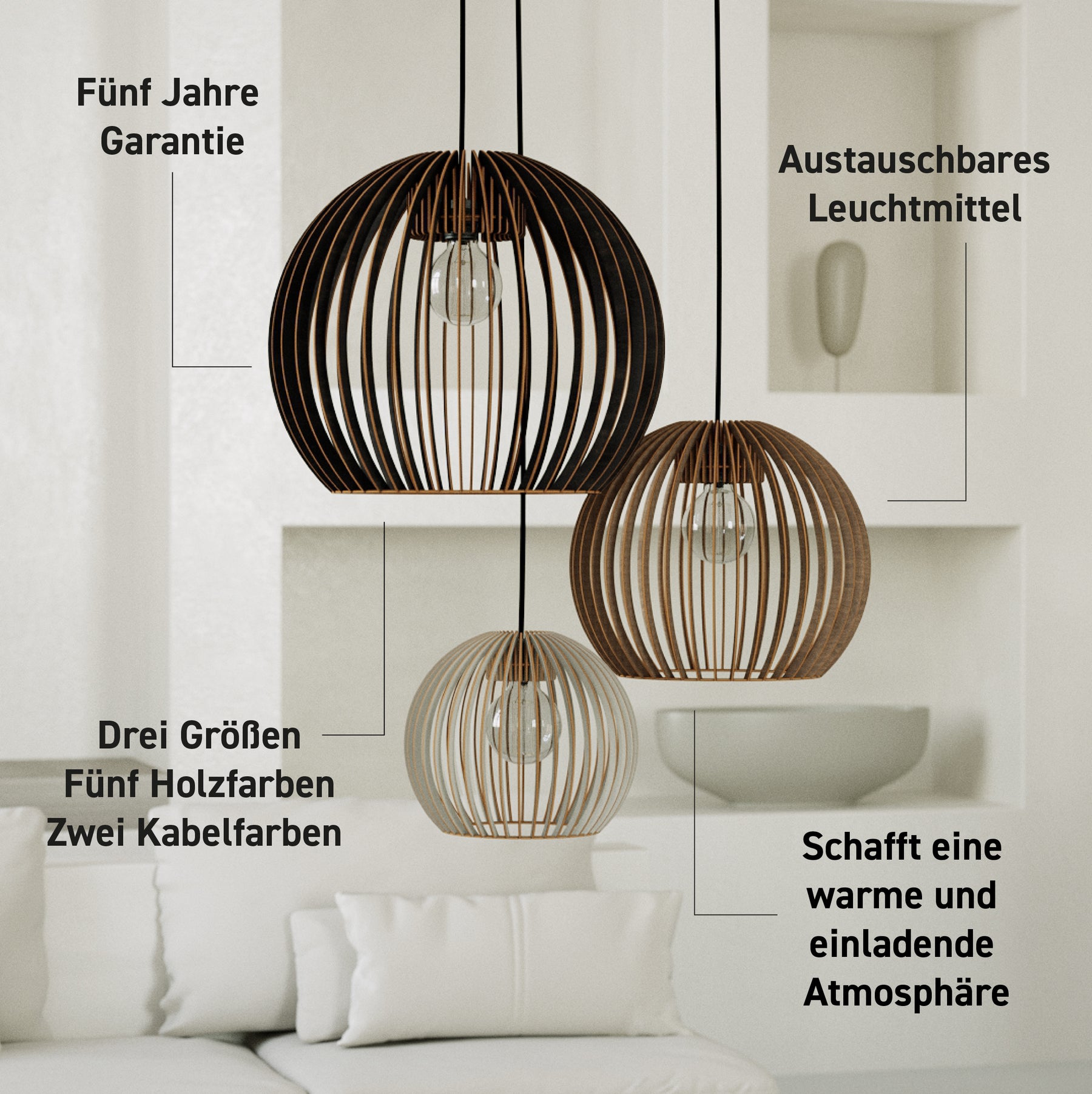 Pendelleuchte BOLA aus Holz