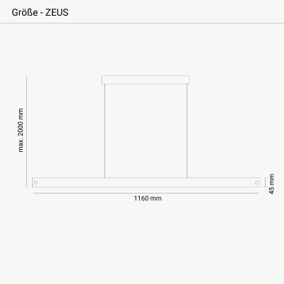 Hängeleuchte ZEUS - Linoleum 116 cm Mit Höhenverstellung, Gehäuse schwarz Weiss pulverbeschichtet Linoleum schwarz