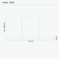 Hängeleuchte ZEUS - Linoleum 116 cm Mit Höhenverstellung, Gehäuse schwarz Weiss pulverbeschichtet Linoleum hellgrau