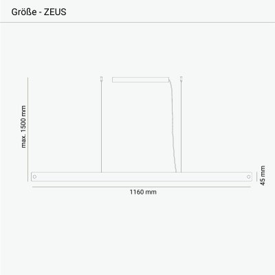 Hängeleuchte ZEUS - Linoleum 116 cm Ohne Höhenverstellung, Gehäuse & Kabel weiss Schwarz pulverbeschichtet Linoleum dunkelgrau